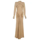 Long Sleeve Solid Color Maxi Dress XEF-K25D78502