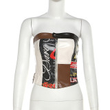 Color Block Wrap Chest Slim Tops XEF-K23L31173