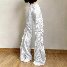 Solid Color Ruched Loose Pants XEF-K22P17901