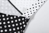 Contrast Color Polka Dot Print Backless Romper XEF-K25Q88463