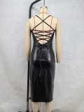Sexy PU Leather Backless Bandage Dress GPBY-DS259