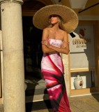 Off Shoulder Print Maxi Dress GPBY-16343