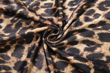 Leopard Print Deep V Neck Split Maxi Dress XEF-K25D76878