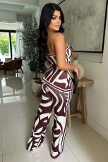 Print Wrap Chest Loose Two Piece Pants Set GTYZ-7496