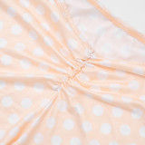 Polka Dot Print Wrap Chest Top Two Piece Pants Set GDSF-D25ST573