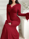 Lace Patchwork V Neck Maxi Dress GZJF-10202