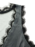 Tie Up V Neck Print Sleeveless Maxi Dress SFY-616
