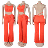 Sexy Solid Color Ruched Wide Leg Jumpsuit GTYZ-7559