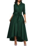 Solid Color Long Sleeve Maxi Dress SMR-12134