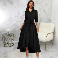 Solid Color Long Sleeve Maxi Dress SMR-12134