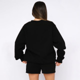 Solid Color Long Sleeve Sweatshirt Short Suit SSNF-211256