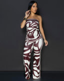 Print Wrap Chest Loose Two Piece Pants Set GTYZ-7496