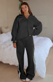 Solid Color Zipper Hooded Coat Pants Suit SSNF-211513