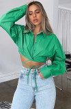 Long Sleeve Cardigan Tie Up Shirt SSNF-211046