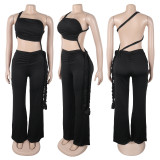 Sexy Solid Color Ruched Wide Leg Jumpsuit GTYZ-7559