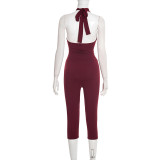Sleeveless Backless Seven-Tenths Jumpsuit MXBF-J25JP492