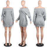 Solid Color Long Sleeve Bandage Dress GTYZ-7031