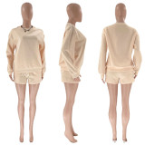 Solid Color Long Sleeve Sweatshirt Short Suit SSNF-211256