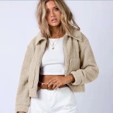 Solid-Color Lambswool Zipper Jacket SSNF-2021857