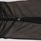 Mesh Ruched Off Shoulder Maxi Dress GTYZ-7555
