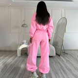 O Neck Solid Color Sweatshirt Loose Pants Set SSNF-211471