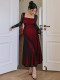 Mesh Sleeve Square Neck Maxi Dress GZJF-10203