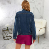 Plus Size Long Sleeve Washed Denim Coats SMR-11890