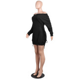 Solid Color Long Sleeve Bandage Dress GTYZ-7031