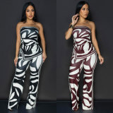 Print Wrap Chest Loose Two Piece Pants Set GTYZ-7496
