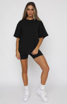 Short Sleeve Solid Color Two Piece Shorts Set SSNF-211051