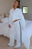Solid Color Zipper Hooded Coat Pants Suit SSNF-211513