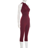 Sleeveless Backless Seven-Tenths Jumpsuit MXBF-J25JP492