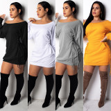 Solid Color Long Sleeve Bandage Dress GTYZ-7031