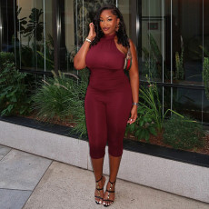 Sleeveless Backless Seven-Tenths Jumpsuit MXBF-J25JP492