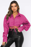Long Sleeve Cardigan Tie Up Shirt SSNF-211046