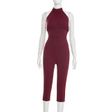 Sleeveless Backless Seven-Tenths Jumpsuit MXBF-J25JP492