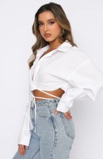 Long Sleeve Cardigan Tie Up Shirt SSNF-211046