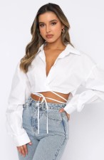 Long Sleeve Cardigan Tie Up Shirt SSNF-211046