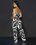 Print Wrap Chest Loose Two Piece Pants Set GTYZ-7496