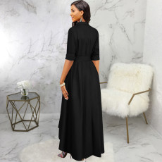 Solid Color Long Sleeve Maxi Dress SMR-12134