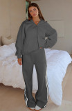 Solid Color Zipper Hooded Coat Pants Suit SSNF-211513