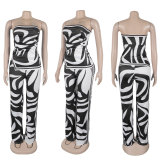Print Wrap Chest Loose Two Piece Pants Set GTYZ-7496