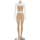 Solid Color Wrap Chest Top Two Piece Pants Set GDSF-D25ST541