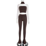 Solid Color Wrap Chest Top Two Piece Pants Set GDSF-D25ST541