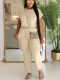 Solid Color Casual Tops Two Piece Pants Set ZDF-31356