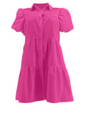 Solid Color Puff-sleeve Casual Dress ZDF-31360