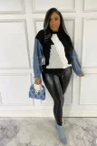 Plus Size Fashon Denim Patchwork Knits Tops ZDF-31267