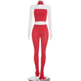 Solid Color Wrap Chest Top Two Piece Pants Set GDSF-D25ST541