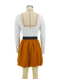 Solid Color Long Sleeve Tops Two Piece Skirts Set ZDF-31390