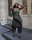 Fashion Denim Loose Wide Leg Jumpsuit WXHY-XHY4071